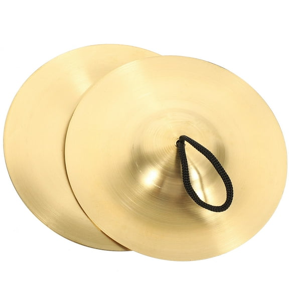 SEWOART 1 Pair Portable Copper Finger Cymbals Percussion Instrument for Belly Dance Golden Color