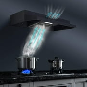 Under Cabinet Range Hood 30 inch Ducted/Ductless Convertible Kitchen Hood Stainless Steel Vent Hood w/LED Light 2 Speed Exhaust Fan Black