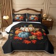 thumbnail image 2 of Erosebridal Pumpkin Variety Bed Spread Queen 3pcs,Fall Harvest Queen Coverlet Set,Dark Green,1 Quilt and 2 Pillowcases, 2 of 7