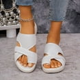 thumbnail image 6 of Fnooota Flat Sandals for Women, Open Toe Holiday Slip On Platform Summer Shoes Sandals White Size 9, 6 of 8