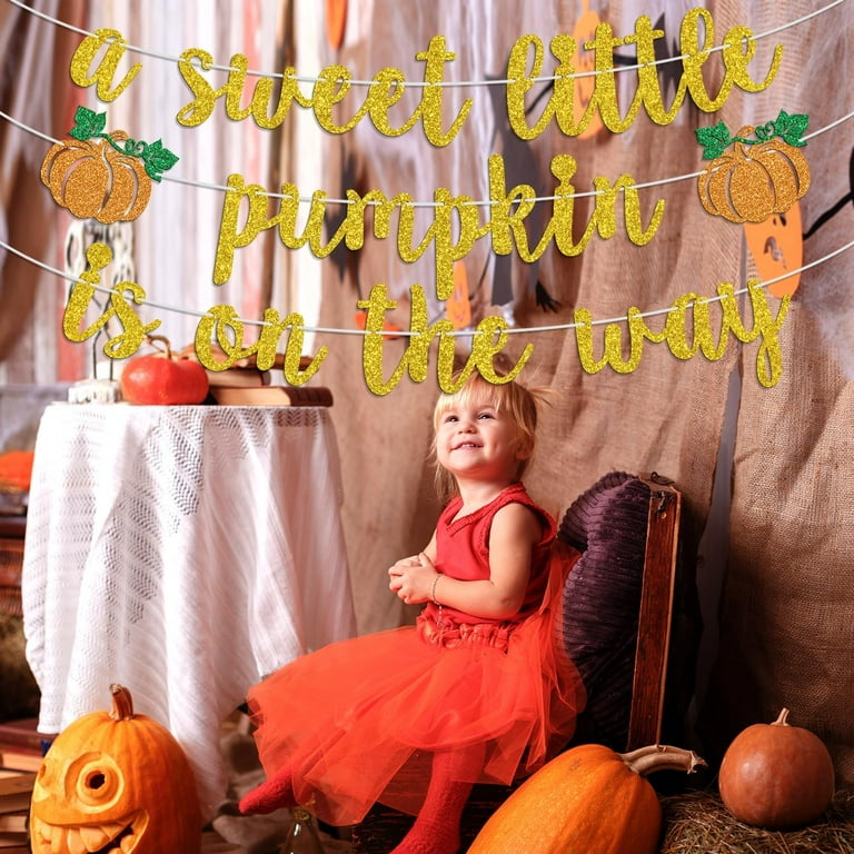 "A Little Pumpkin Is On Her Way" Baby Shower Banner Set - Fall Themed Girl Baby Shower Decorations