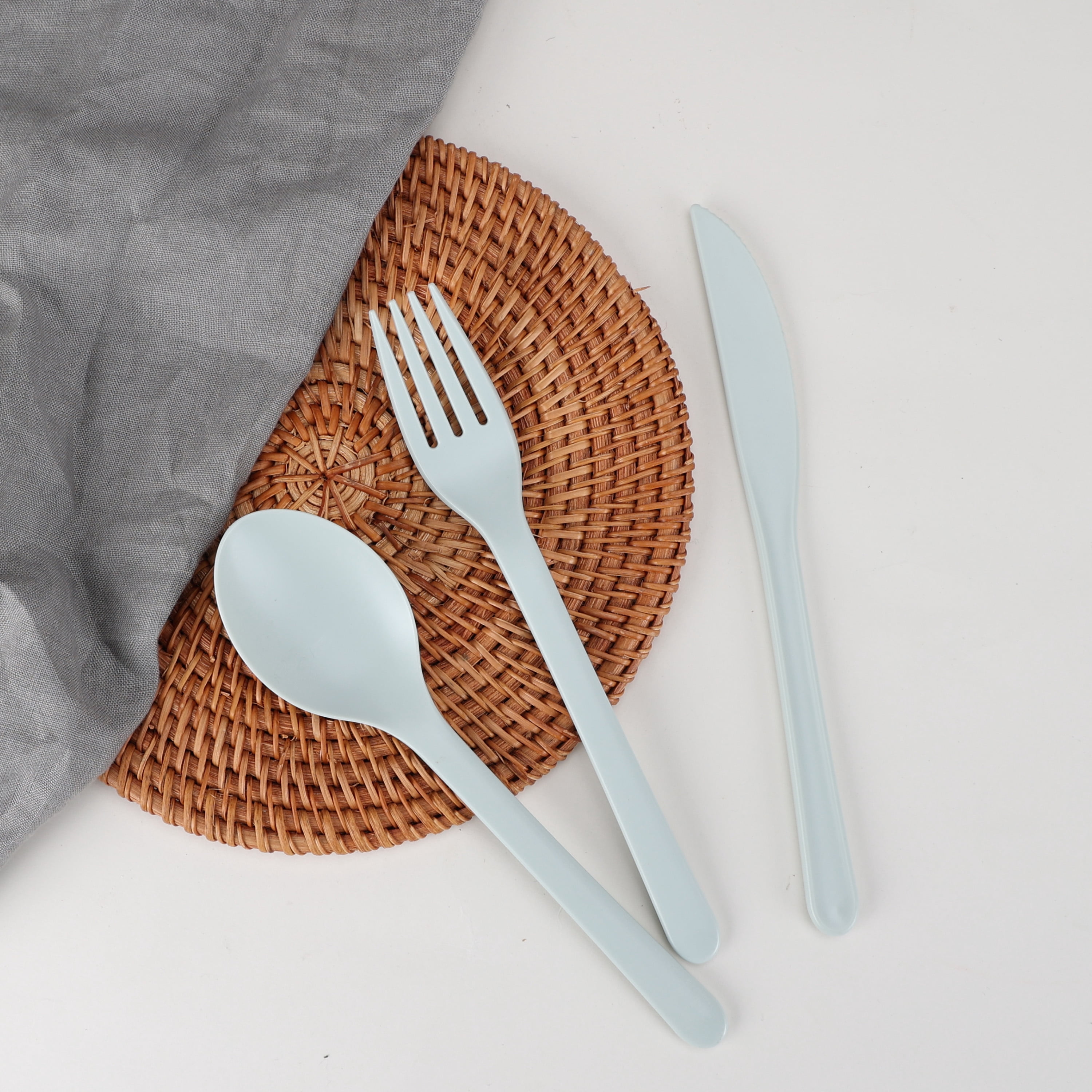 Mainstays Soft Sea Green Recycled Plastic 3-Piece Flatware Set