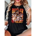 thumbnail image 1 of Camiseta De Verano Para Mujer, Moda Informal, Ropa Cómoda, Camisetas De Manga Corta MWomen'S Casual Basketball Player Portrait Graphic T-Shirt, Polyester Knit Fabric, Crew Neck, Medium Stretch, All, 1 of 6