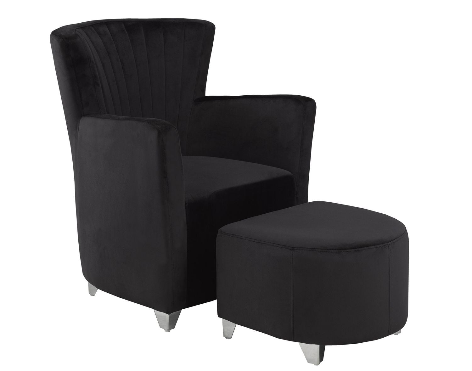 Gael Club Chair with Ottoman, Black