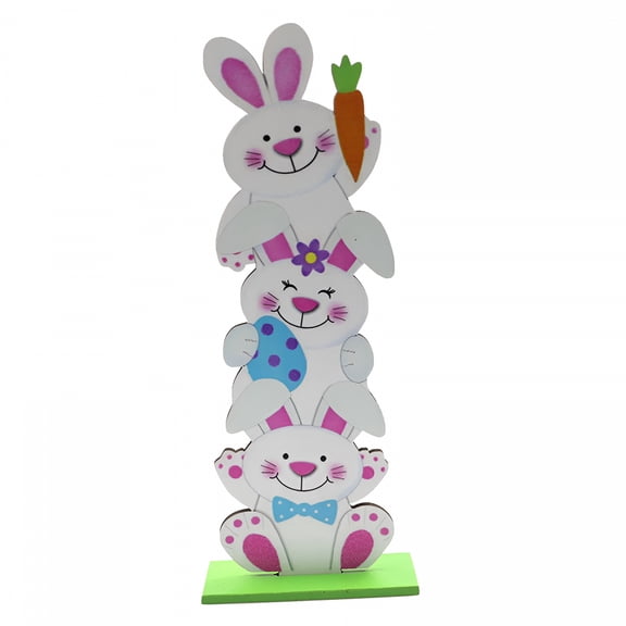 LAMIRO Wooden Easter Bunny Table Decorations Tabletop Party Centerpiece Signs Wood Holiday Spring Eggs Shelf Topper for Home Kitchen Office Mantle Outdoor Patio Yard Decor