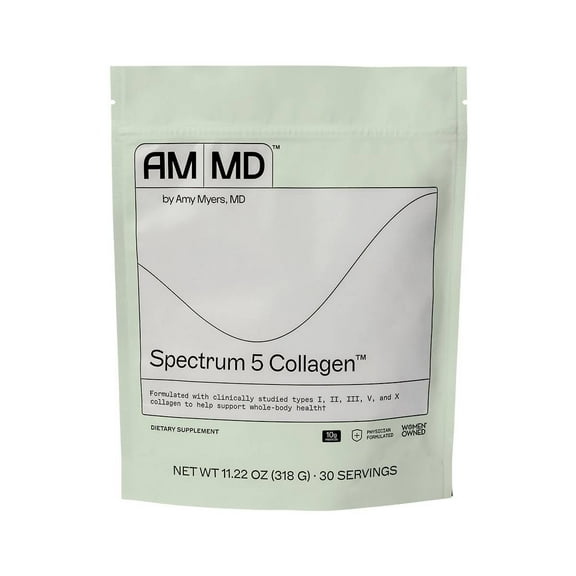 Amy Myers MD Spectrum 5 Collagen Peptides Powder - Daily Collagen Supplement for Healthy Hair, Skin & Nails - For Joint Support, Gut & Immune Health - 30 Servings