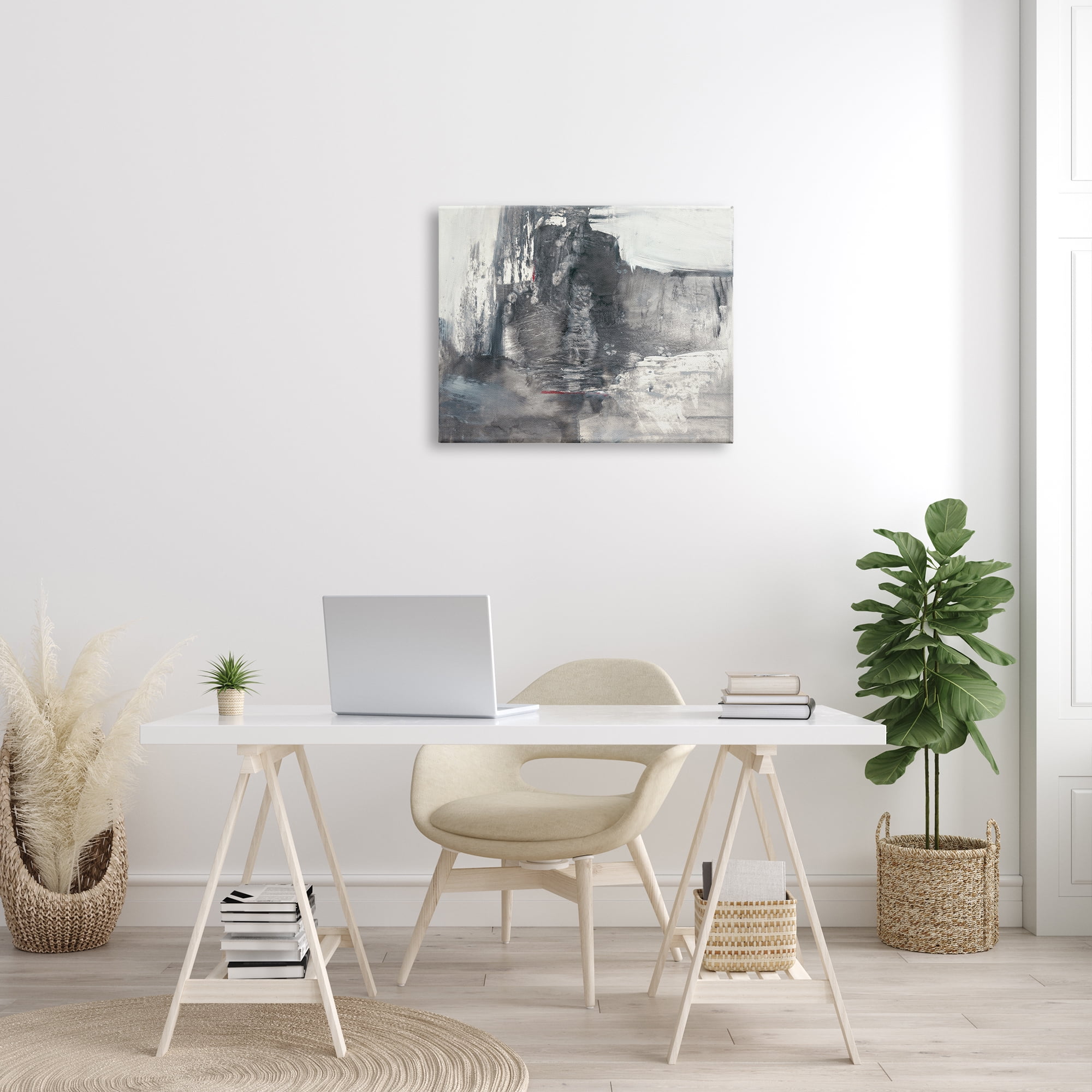Stupell Industries Intense Movement Abstraction Contrasting Soft Grey White , 24 x 30, Designed by Michell Oppenheimer