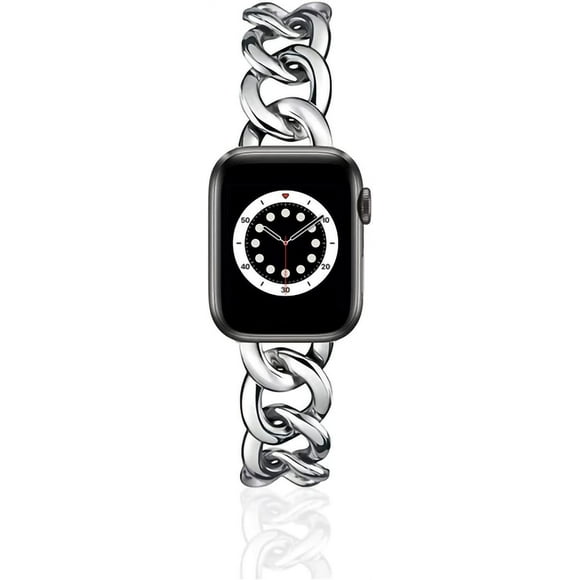 38/40mm Cool Women Chain Metal Smartwatch Bands Compatible for Apple Watch Bands SE Series 5 Series6 Man Durable Adjustable Watch Band Compatible for Iwatch 6/5/4/3/2/1