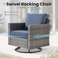 thumbnail image 3 of ODELIO 6‑Piece All‑Weather Wicker Patio Furniture Set, Outdoor Conversation Set with 360° Swivel Chairs, Ottomans & Side Table, Dark Gray Cushions for Backyard Porch Garden, 3 of 9