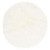 SAFAVIEH Santa Monica Cali Solid Shag Area Rug, Ivory, 3' x 3' Round