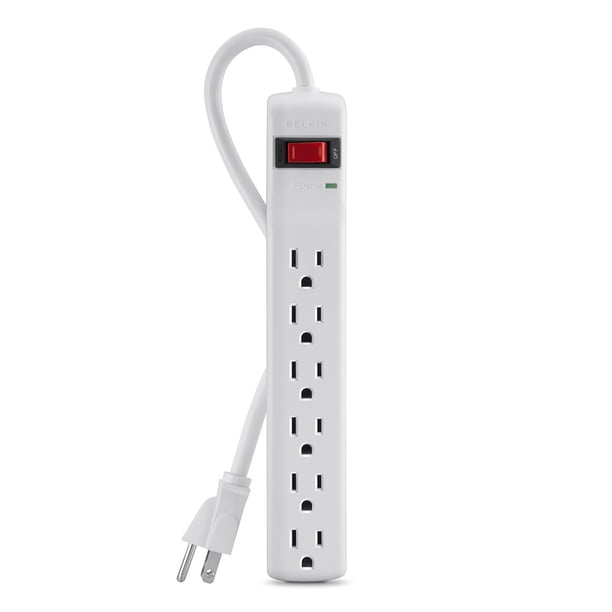 Protector contra sobretensiones Power Strip Belkin de 6 salidas 300J, color blanco