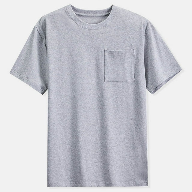pstuiky camisetas de hombre, Suéter casual de manga corta con cuello redondo y diseño liso cómodo para hombre camisas casuales para hombre m