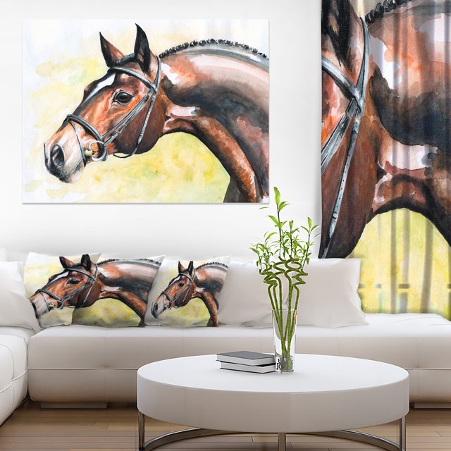 Brown Horse Portrait Painting - Abstract Canvas Art Print