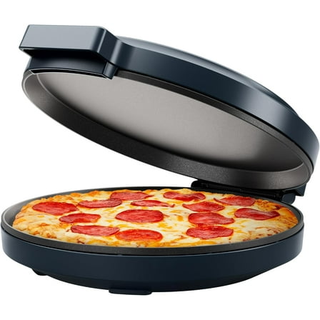 Countertop Electric Pizza Maker with Nonstick Cooking Plates, Plus Makes Quesadillas, Omelettes and More, with Indicator Lights and Vertical Storage