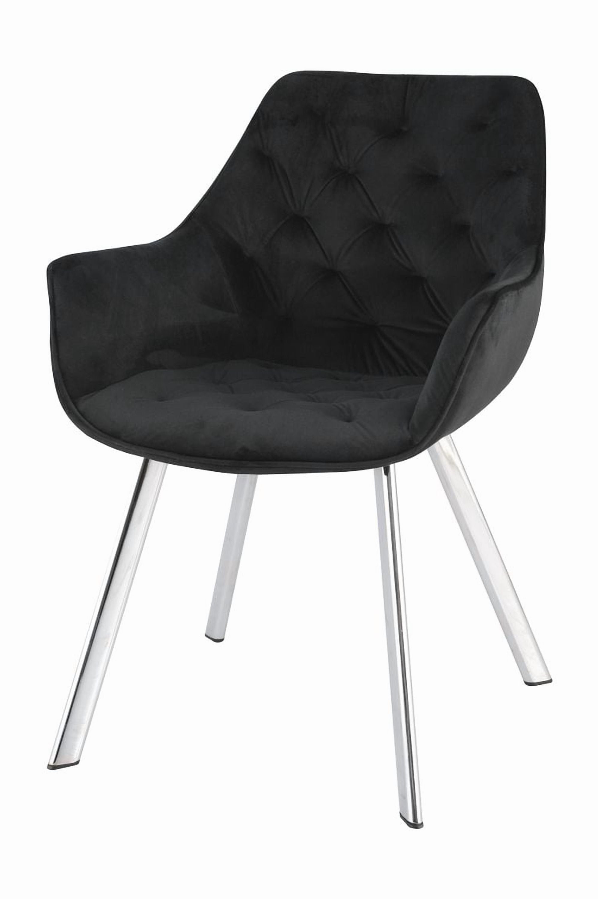 Topline Home Furnishings Dining Arm Chair, Velvet & Chrome Legs