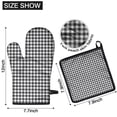 thumbnail image 6 of Black White Gingham Checkered Pattern Kitchen Oven Mitt and Pot Holder Sets 2 Pcs for Baking, Cooking and Grilling, Heat Resistant Up To 392 °F, 6 of 7