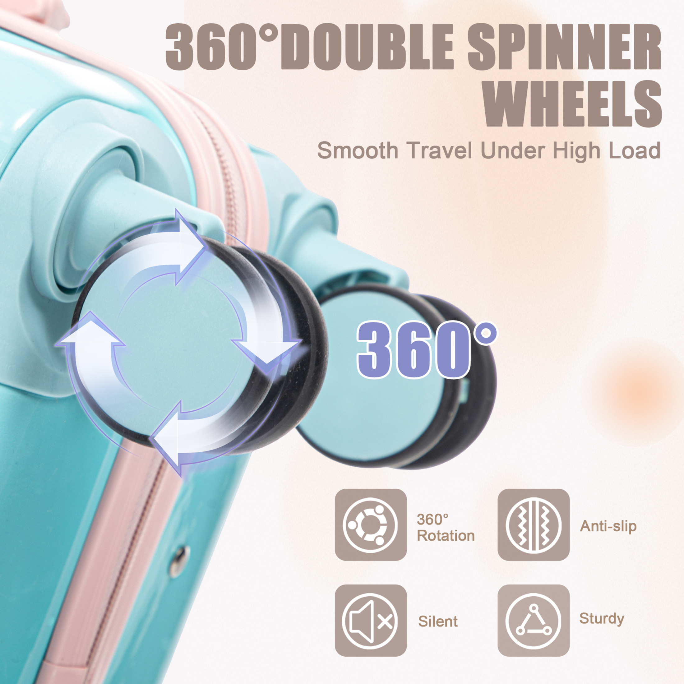 Noble House Vance 20"/14" Hardshell Spinner Luggage Set, Carry-On Suitcase and Cosmetic Case, Blue & Pink, Set of 2