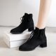 thumbnail image 4 of NECHOLOGY Botas Mujer Adulto Femenino Zapatos Botines para mujer Botines de mujer Moda de otoño e invierno de sólido Cómodo Tacón cuadrado Tacón grueso Cremallera trasera (Black, 6.5), 4 of 6