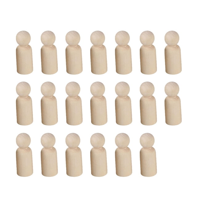 EeaseMX 20 pequeñas esculturas de madera para niños, juguetes de marionetas con grafiti para pintar, decoración del hogar (forma de hombre de 35 mm, amarillo claro)
