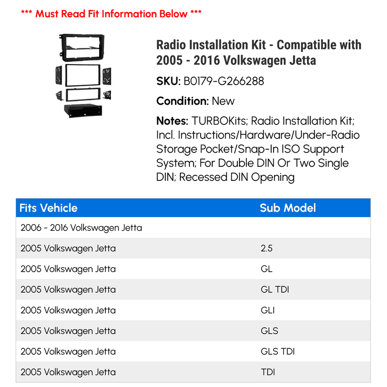 NuIth Kits De Radio Doble DIN Para Volkswagen Jetta