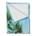 thumbnail image 2 of Tropical Soft Flannel Fleece Throw Blanket, Tropical Wooden Bungalow 3 Palm Trees in a Small Island Cartoon Artwork, Cozy Plush for Indoor and Outdoor Use, 70" x 90", Aqua Green Beige, by Ambesonne, 2 of 5