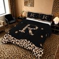 thumbnail image 3 of Meiyoeat Animal Leopard Letter R Queen Comforter Set 3pcs for Women Juniors, Classic Polka Dot Bedding Comforter Set for Bedroom, Black Beige Brown,Black Reversible, 3 of 6