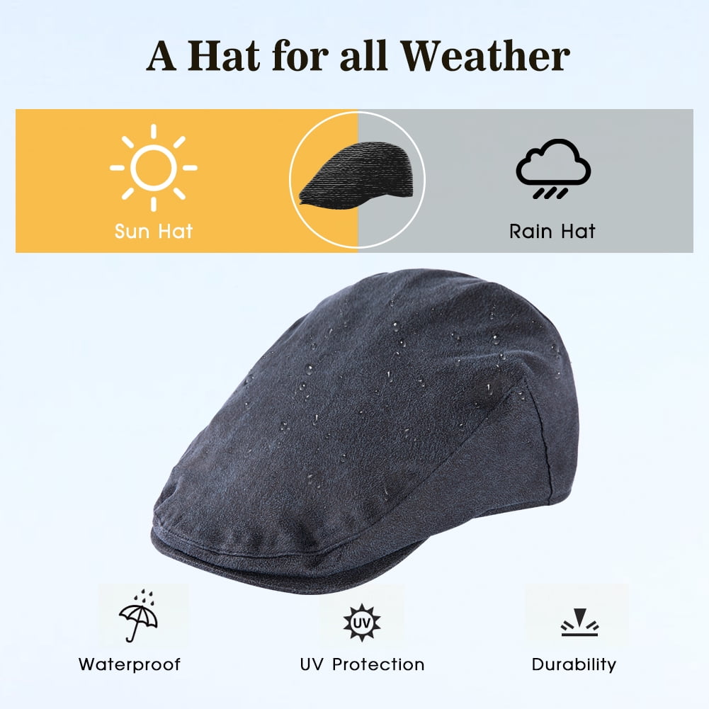TOP-EX XL/3XL Mens Faux Leather Flat Cap Winter Newsboy Ivy Driving Hat Navy 3XL