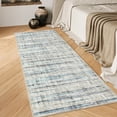 thumbnail image 2 of FairOnly 8'x10' Linen Machine Washable Area Rugs for Kitchen Family Room Low Pile Stain-Resistant Rugs Blue and Grey Carpet, 2 of 7