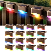 Solar Deck Lights Outdoor 16 Pack Step Solar Lights Waterproof for Patio Fence Step Yard Stair RGB Color Changing LED Outside Deck Lighting