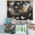 thumbnail image 2 of Designart 'Gold and White Feathers On Triangular' Modern Framed Canvas Wall Art Print, 2 of 5
