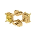 thumbnail image 2 of 1 ct Push-Back Stud Earrings for Women | 6x4mm Emerald Cut Simulated Yellow Diamond | 18K Yellow Gold, 2 of 5