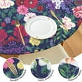 thumbnail image 4 of Fitted Round Tablecloth with Elastic Edge and Garden-Inspired Flower Print, Water-Resistant Polyester Cover for Indoor and Outdoor Use, Fits 44-52 Inch Table, 4 of 7
