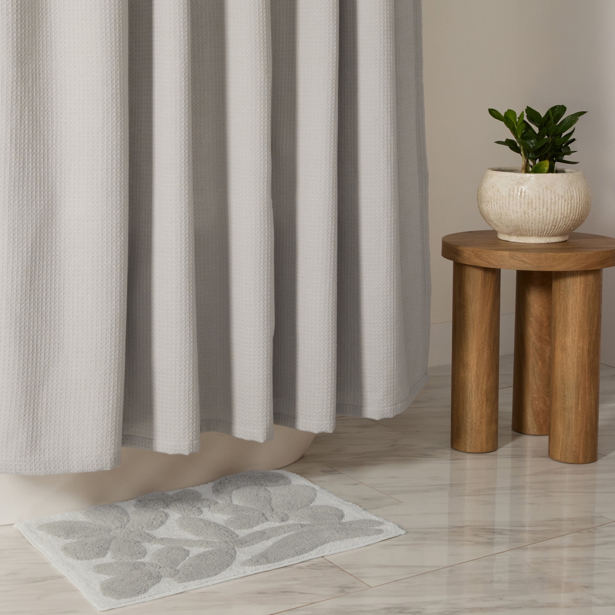Cotton Blend Waffle Shower Curtain by Comfort Canopy, 72" x 72", Light Gray