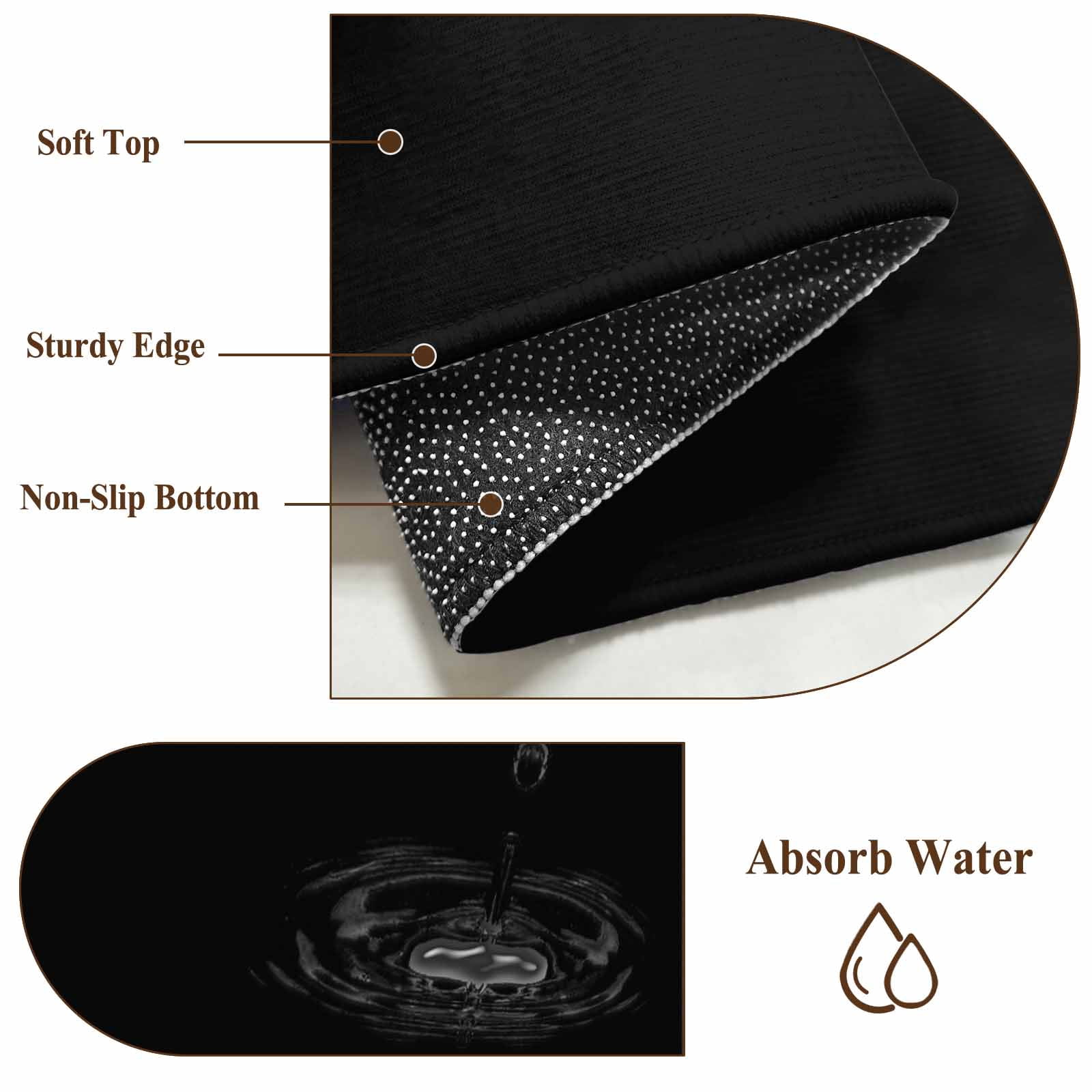 Black 3.3ft Round Rug, Farmhouse Solid Black Color Modern Art Non-Skid Rubber Backing Large Area Rugs - Living Room Bedroom Home Office, Indoor Floor Mat Carpets Washable Rug