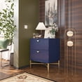 thumbnail image 2 of Boyel Living Nightstand with 2 Drawers, Modern X-shaped Leg Night Stand Ripple-Like Surface Wood Bedside Table for Living Room Bedroom,Blue, 2 of 8