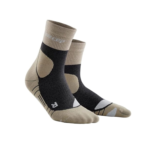 CEP Adult Female Hiking Merino Mid-Cut Compression Socks, Color: Sand/Gray, Size: III