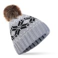 thumbnail image 1 of Gorro de punto navideño con copos de nieve Yashi gris y marrón, 1 of 1