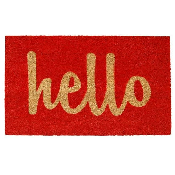 Calloway Mills Hello Outdoor Doormat Red/Natural Script 24" x 36"