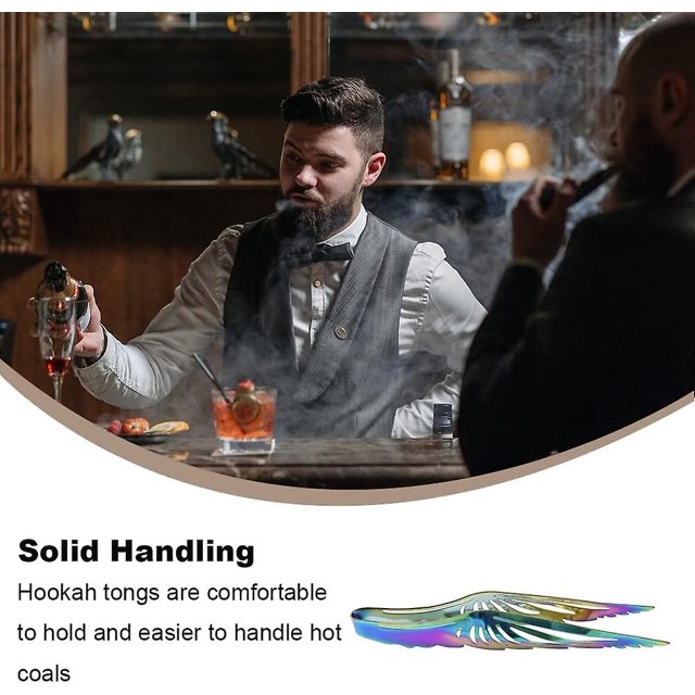acero inoxidable Alicates de metal coloridos para asar a la parrilla o accesorios de narguile y también excelentes para convertir alimentos en parrillas calientes (1 pieza, arcoíris