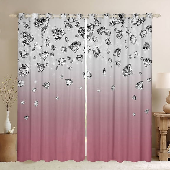 Castle Fairy Sparkling Crystal Black Out Curtains,Jewelry Curtains Pack of 2 (42x63 Each)