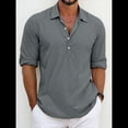 thumbnail image 2 of Camisas Clásicas de para Hombre, de Larga, con Solapa y Botones, Informales, para Playa y Verano. Gris XL, 2 of 4
