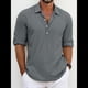 thumbnail image 2 of Camisas Clásicas de para Hombre, de Larga, con Solapa y Botones, Informales, para Playa y Verano. Gris L, 2 of 4