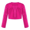 thumbnail image 2 of Alvivi Girls Kids Glitter Long Sleeve Crop Top Hip Hop Jazz Dance T-shirts Stage Performance Costume Hot Pink 6-7, 2 of 7
