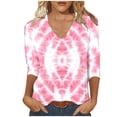thumbnail image 2 of Jsaierl Womens 3/4 Sleeve Tops Casual V Neck Shirts Boho Print Ladies Blouses Flowy Loose Fit T-shirts Top S-4XL, 2 of 5