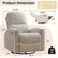 thumbnail image 4 of Aemeios Manual Recliner Swivel Chenille Glider Chair with Adjustable Headrest, Camel, 4 of 12