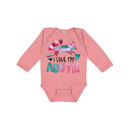 

Inktastic I Love My Auntie Pink and Blue Fox with Hearts Gift Baby Boy or Baby Girl Long Sleeve Bodysuit