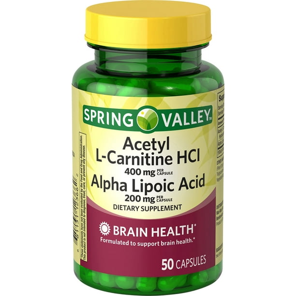 Spring Valley Acetyl LCarnitine HCL and Alpha Lipoic Acid Capsules, 50