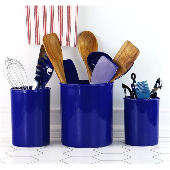 3pc Plastic Utensil Holders, Indigo