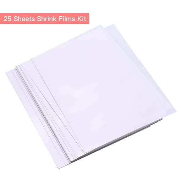 25 Sheets White Printable Shrink Films Kit Shrinky Art Film Paper Heat-Shrink Sheets Can be Printed for Inkjet Printer for DIY Pendants Earrings Keychains Ornaments Accessories, 8.3 * 11.4 Inches