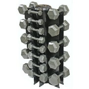 Troy 13 Pair Solid Hex Dumbbells with 4-Sided Vertical Rack